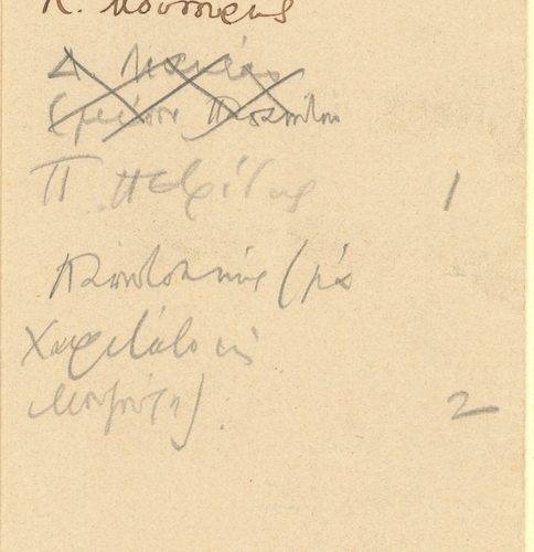 Χειρόγραφος κατάλογος της διανομής της Συλλογής 1916 και εξής, αποτελ�