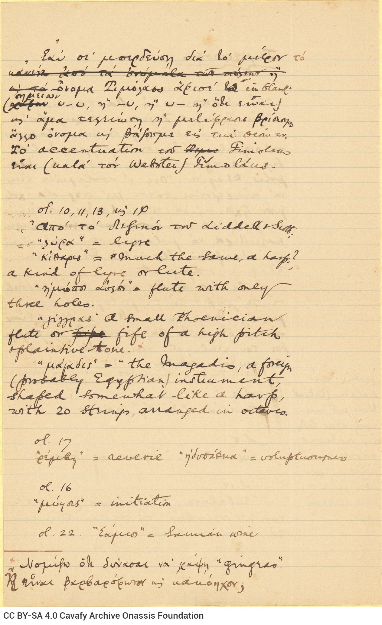 Handwritten notes on the first three pages of a double sheet notepaper. Instructions for the translation of the poem "Timo