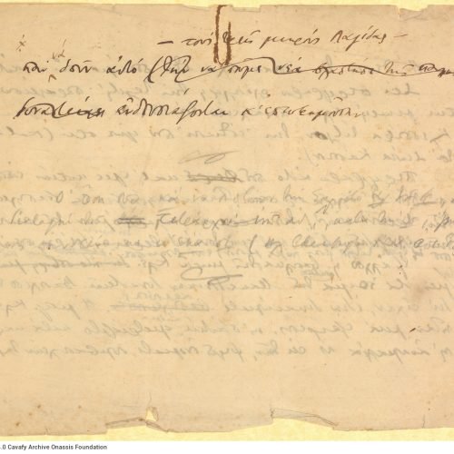 Handwritten notes by Cavafy on the poem "Alexandrian Kings", on both sides of a piece of paper. Note and bibliographical r