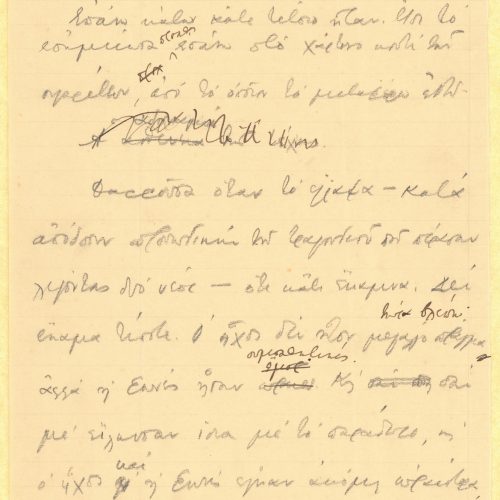 Handwritten text on both sides of half a ruled sheet and on the recto of a ruled sheet. Cavafy refers to a poem he compose