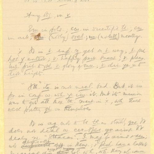 Handwritten notes on the first two pages of a ruled double sheet notepaper. The remaining pages are blank. Comments in Eng