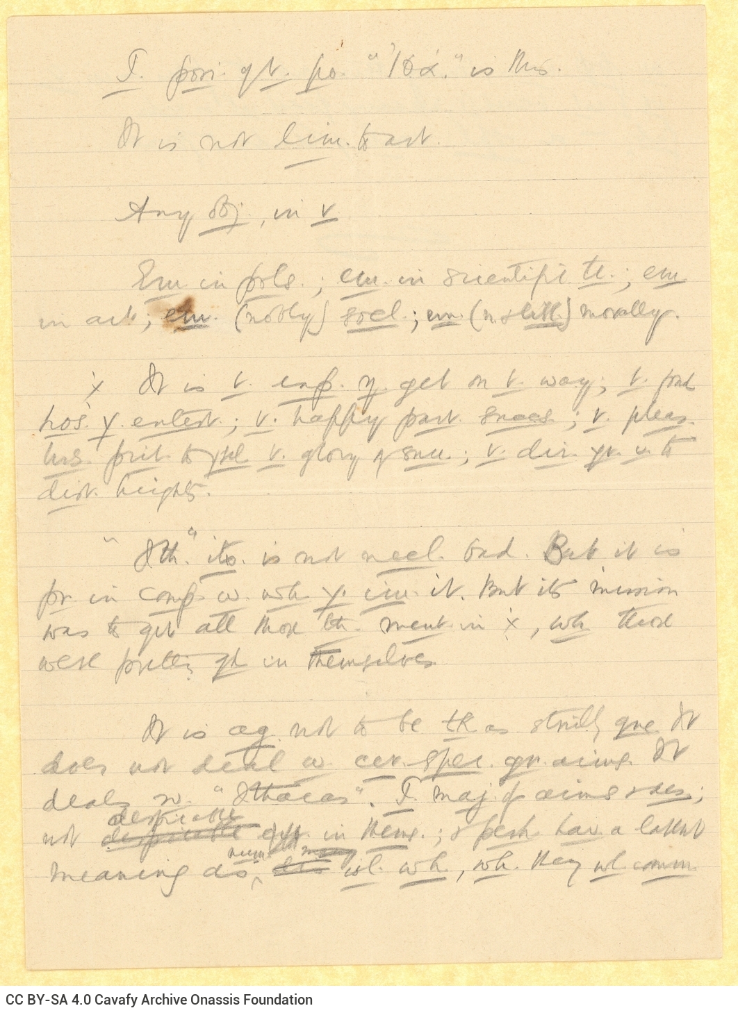 Handwritten notes on the first two pages of a ruled double sheet notepaper. The remaining pages are blank. Comments in Eng