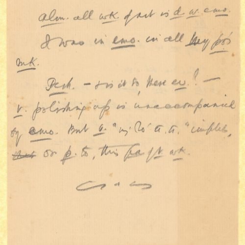 Χειρόγραφες σημειώσεις για το ποίημα «Τυανεύς γλύπτης» σε τρία κο�