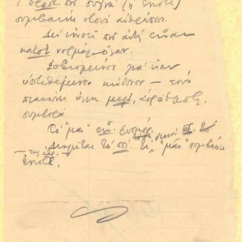 Handwritten notes on the poem "Finished" on two pieces of paper. Extensive use of abbreviations. The handwritten title on 