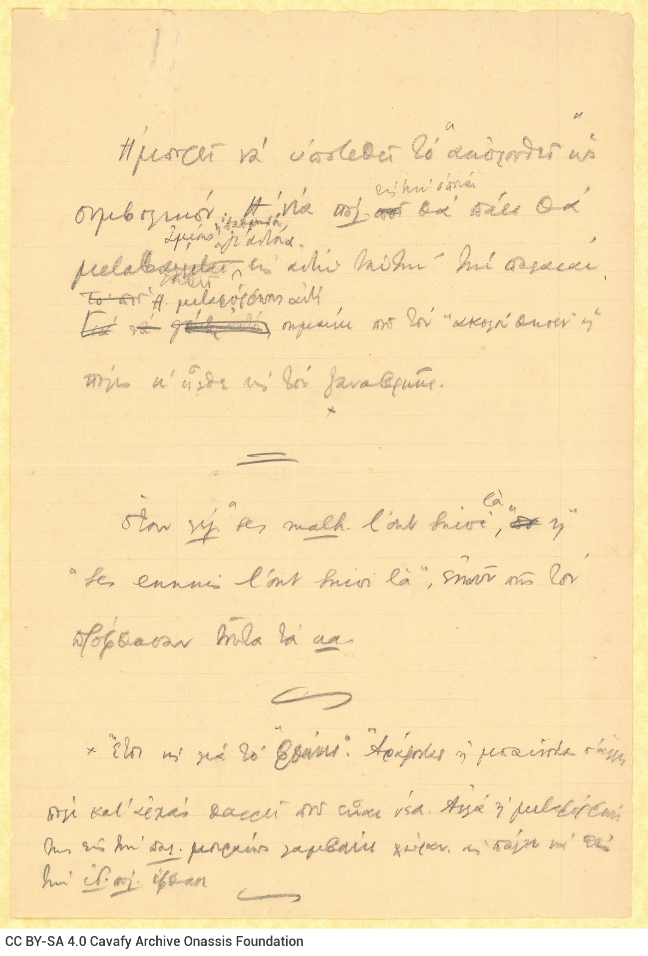 Handwritten comments on the poem "The City" on both sides of a ruled sheet and on the recto of a second sheet. The poem ti
