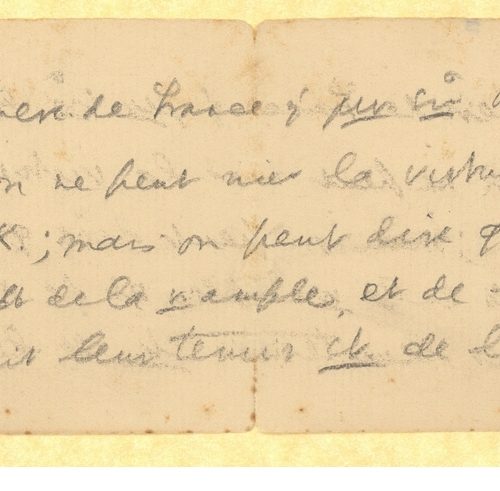 Handwritten note by Cavafy on one side of an official letterheaded paper. Short quote from the *Mercure de France*, which 