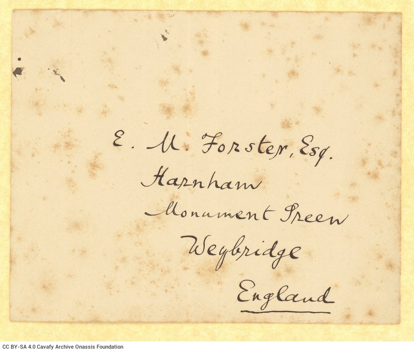 Three handwritten draft letters to E. M. Forster dated "23.5.19", "23 May 1919" and "22 May 1919". Cavafy expresses his disap