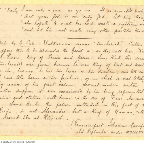 Handwritten letter by John Cavafy to C. P. Cavafy on three letterheads of R. J. Moss & Co., Alexandria. Sheets 2 and 3 are nu