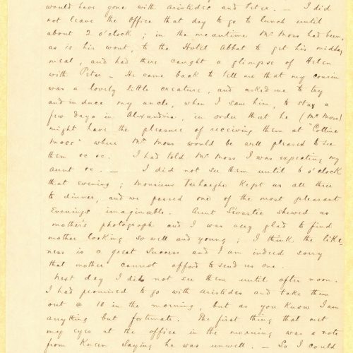 Handwritten letter by John Cavafy to C. P. Cavafy on the recto of four sheets. Pages 2 to 4 are numbered. Detailed descrip