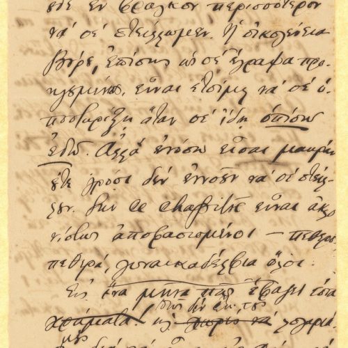 Handwritten draft letter by C. P. Cavafy to his brother, Aristeidis, on two small-size sheets with notes on all sides. Cancel
