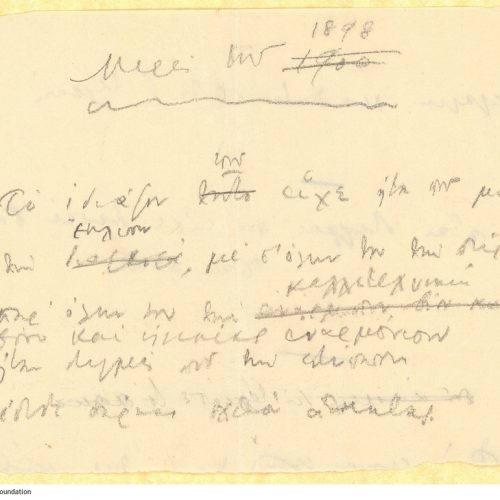 Manuscript with the original title "Days of 1900" on either side of a piece of paper. The date has been crossed out and em