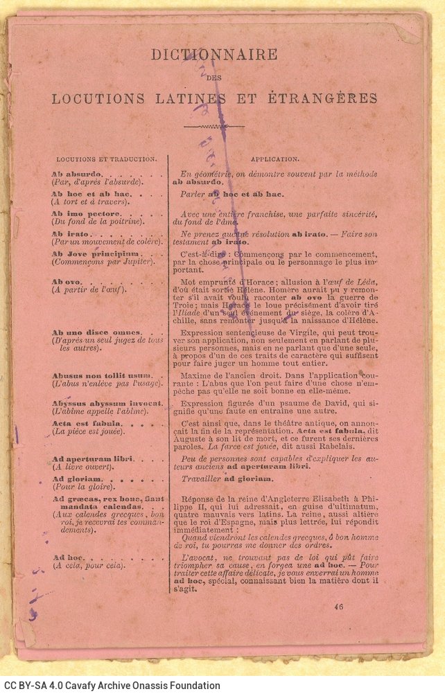 Χειρόγραφες σημειώσεις του Καβάφη στις δύο όψεις χαρτιού διπλωμένο�