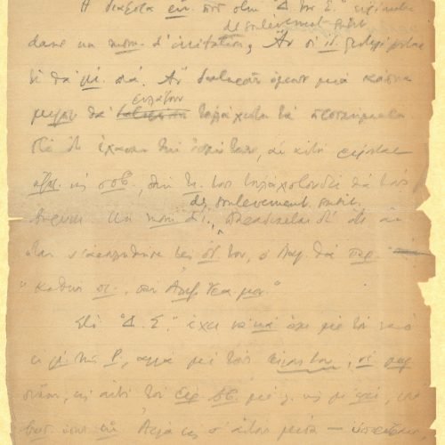 Handwritten notes on both sides of a sheet; abbreviations. Cavafy comments on two of his poems, most probably "The Seleuci