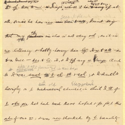 Handwritten draft letter by Cavafy to Maria (Marigo) Cavafy on a sheet, a double sheet notepaper and a piece of paper. At the