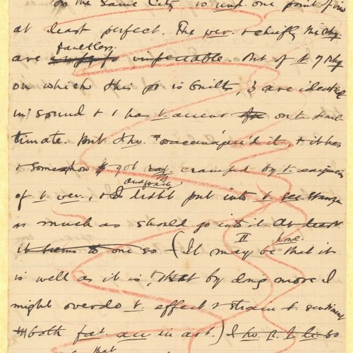 Handwritten draft letter by Cavafy to a recipient with an illegible name (possibly "Per.", therefore it may be to Pericles An