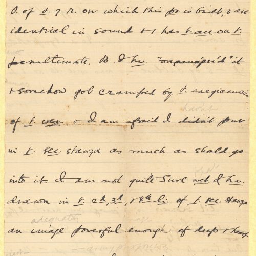 Χειρόγραφο σχέδιο επιστολής του Καβάφη προς παραλήπτη με δυσανάγνω�