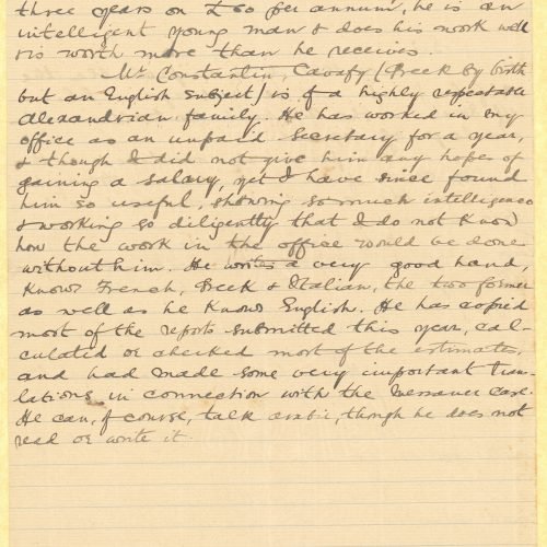 Handwritten copy of a letter to the Inspector General of Irrigation on the first two pages of a double sheet notepaper. Th