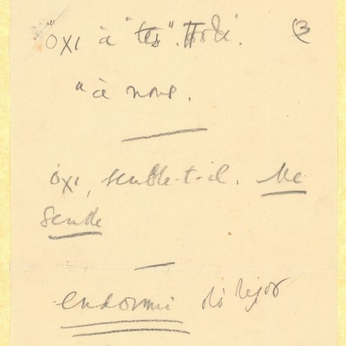 Handwritten notes on both sides of a sheet and on the recto of a smaller sheet. Pages 2 and 3 are numbered. Remarks on a F