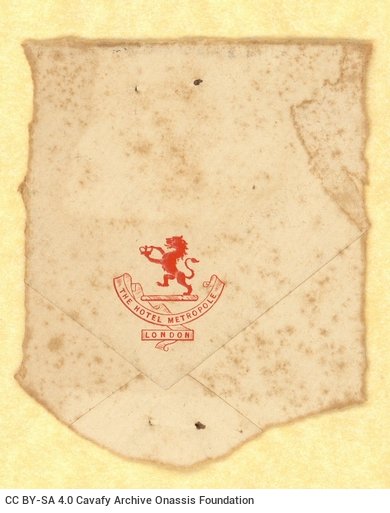 Unmarked handmade folder of paperboard. It contains printed crests cut from letterheads, mail envelopes etc., initially pi