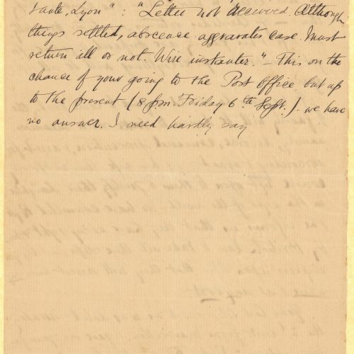 Handwritten draft letter by John Cavafy to his brother, George Cavafy, on four sheets, the first, third and fourth of which a