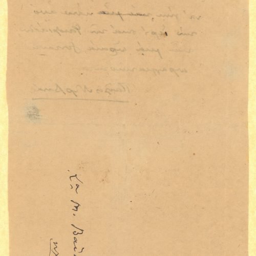 Handwritten text regarding the Delphic Festival on one side of two sheets. There arithmetic notes in pencil on the first shee