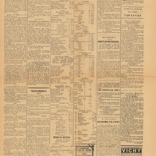 Issue of the newspaper *Tilegrafos* of Alexandria. Article by Cavafy, on the first page, entitled "The Cypriot Question" a