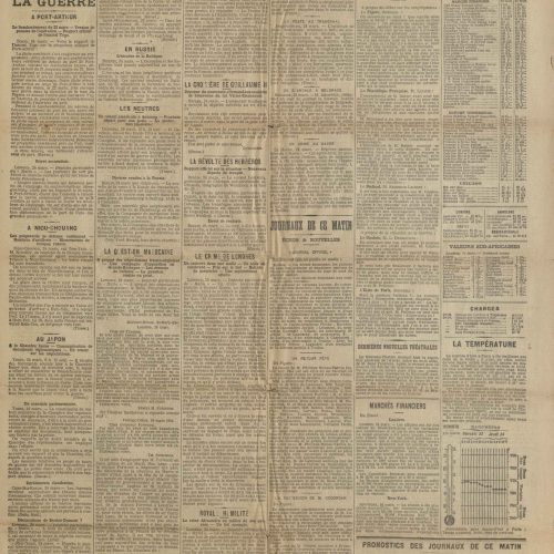 Seven editions of the Paris newspaper *Le Matin* and five editions of another Paris newspaper, *Le Journal*. They are accompa