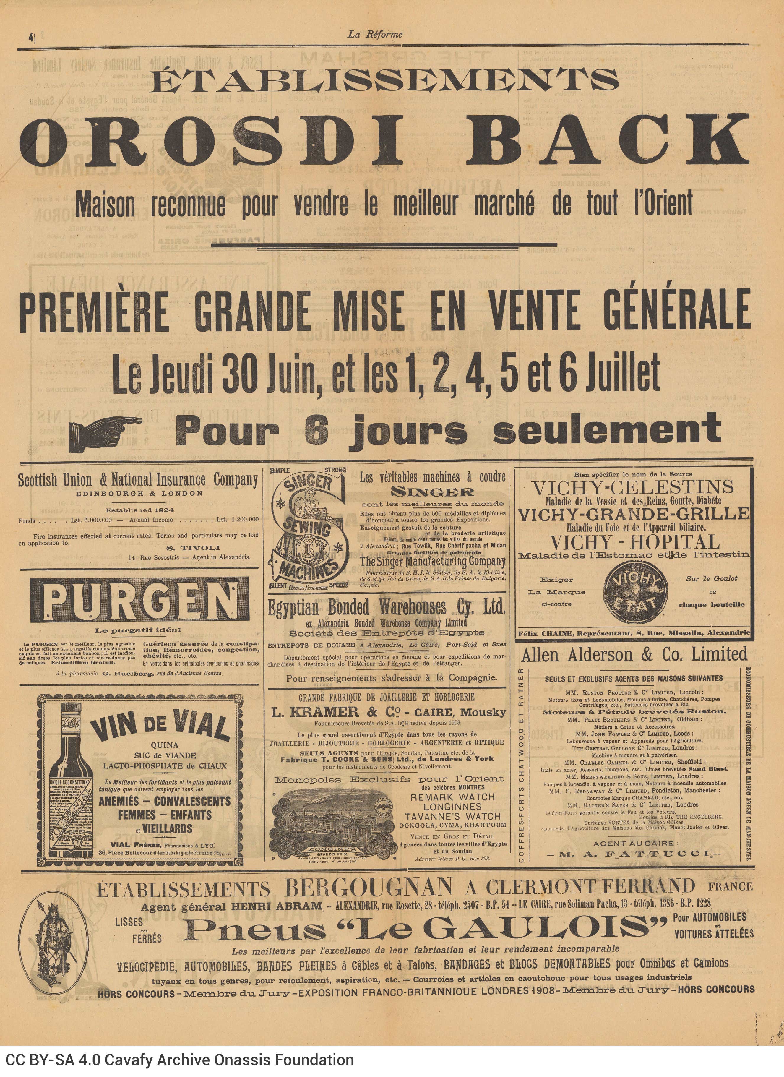 Ten issues of the French-language newspaper *La Réforme* of Alexandria (one of the issues is double). Only the first two pag