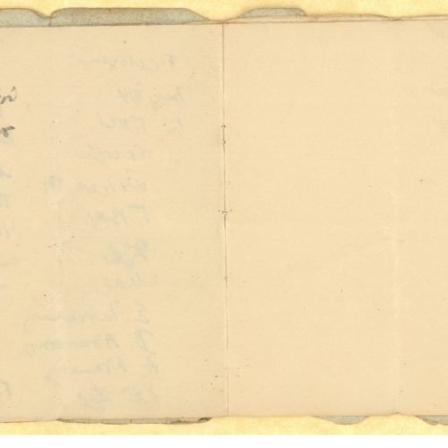 Handwritten notes by Cavafy on a card of the journal *Panaigyptia* and on a probably handmade notepad. Three sheets have b
