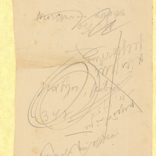 Handwritten notes by Cavafy on both sides of a paper, with cancellations and references to publication pages.