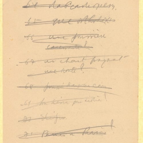 Χειρόγραφες σημειώσεις του Καβάφη σε όλες τις όψεις τεσσάρων φύλλ�