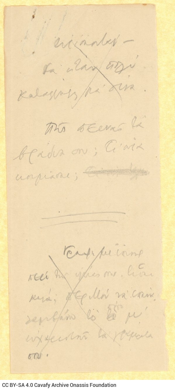 Handwritten draft letter by Cavafy to Alekos [Singopoulo] on six pieces of paper. Cancellations. Pages 2 to 8 are numbered. P