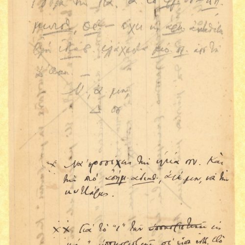 Σχέδιο επιστολής του Καβάφη προς τον Αλέκο [Σεγκόπουλο] σε δύο φύλλα 