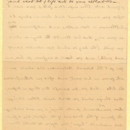 Handwritten prose translation of the poem "The Satrapy" in English. The text is handwritten by Cavafy on both sides of a r