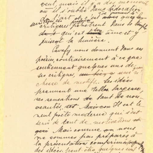 Two handwritten texts by Rica Singopoulo regarding Cavafy and his poetic work, both entitled "Le poète C. P. Cavafy". The fi
