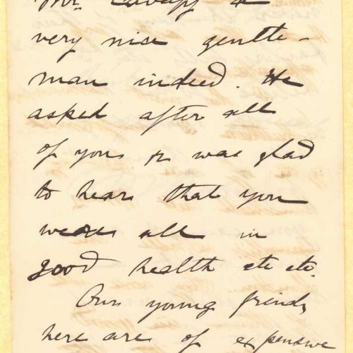 Handwritten letter by Mike Ralli to Cavafy in three bifolios, with notes on all sides except for the verso of the last sheet.