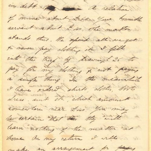 Handwritten letter by Mike Ralli to Cavafy, in two distinct parts, comprising one bifolio and one sheet with notes on all sid