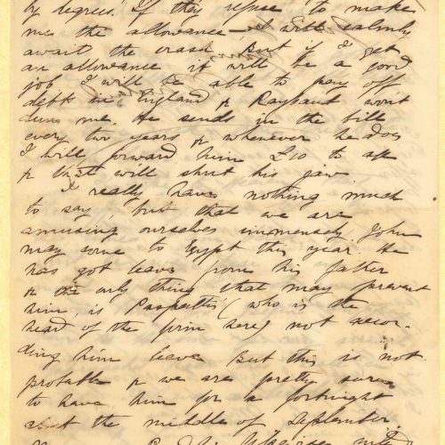 Χειρόγραφη επιστολή του Μικέ Ράλλη προς τον Καβάφη, σε τετρασέλιδο μ