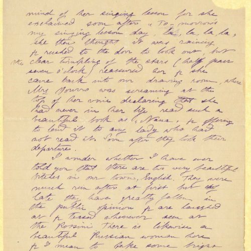 Fragment of a handwritten letter by Mike Ralli to Cavafy on the recto of three sheets. Extensive commentary on people from th