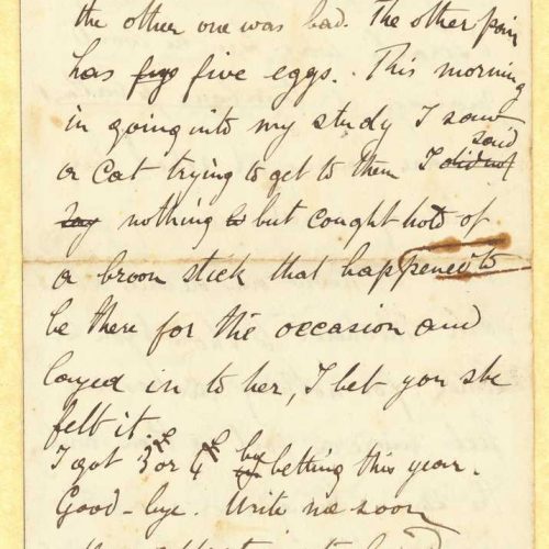 Handwritten letter by John [Rodocanachi] to Cavafy in a bifolio with mourning border with notes on all sides. Extensive comme