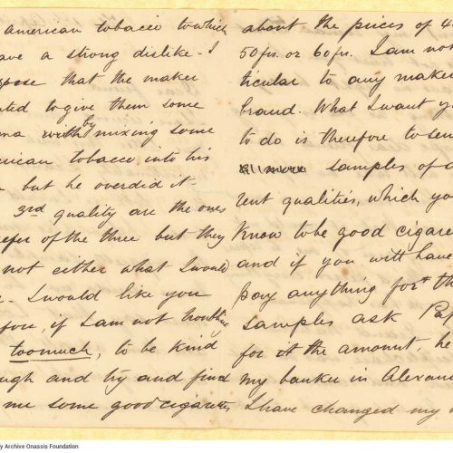 Χειρόγραφη επιστολή του John [Ροδοκανάκη] προς τον Καβάφη, σε όλες τις �