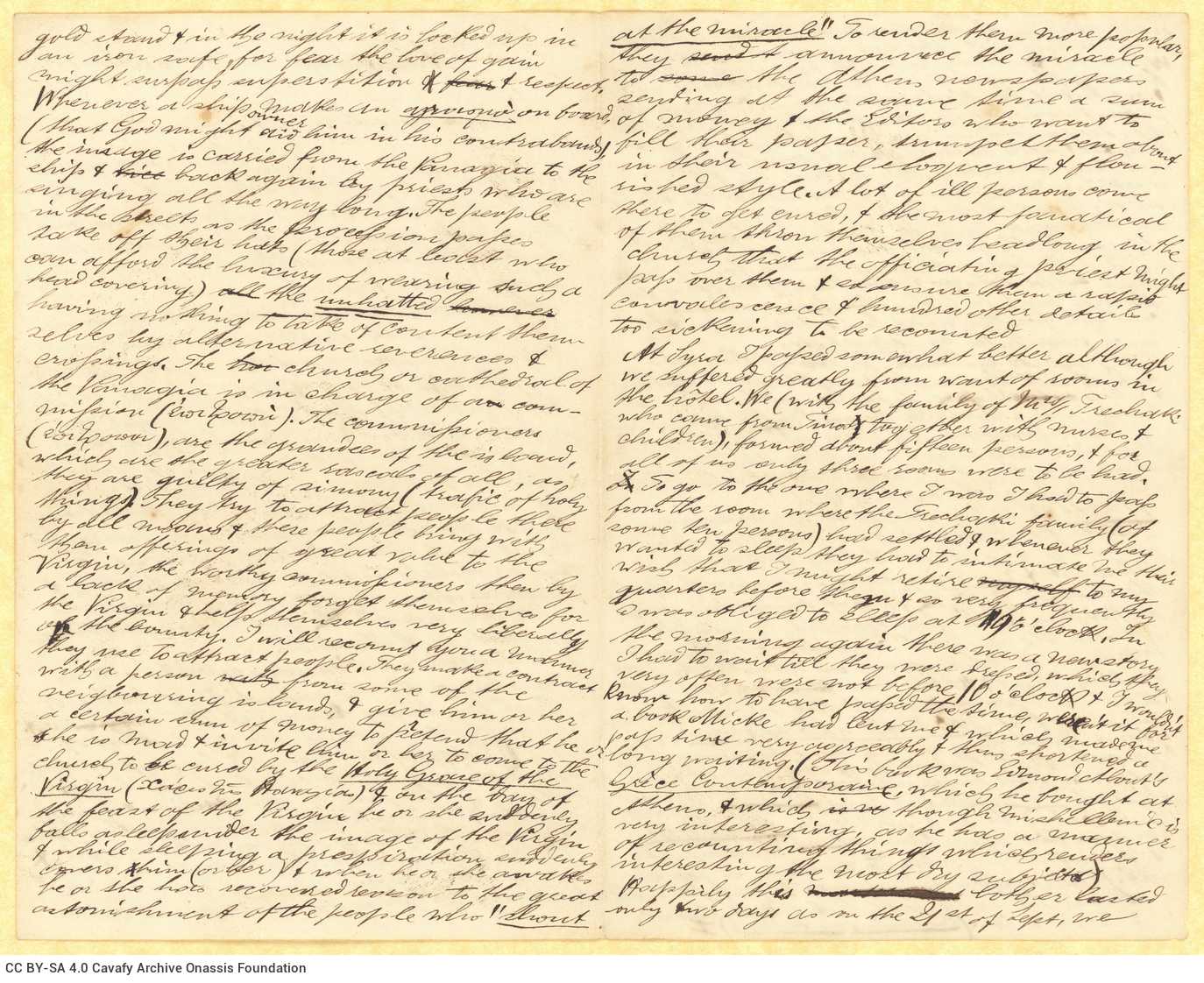 Handwritten diary-type letter by Stephen Schilizzi to Cavafy on all sides of a bifolio and of one loose sheet. It is a reply 