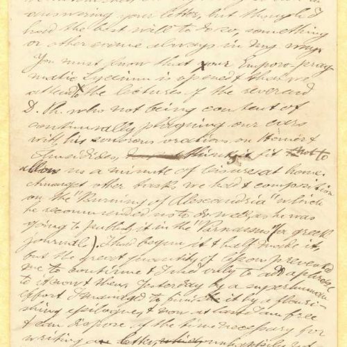 Handwritten letter by Stephen Schilizzi to Cavafy on all sides of a bifolio. The author refers to the re-opening of the schoo