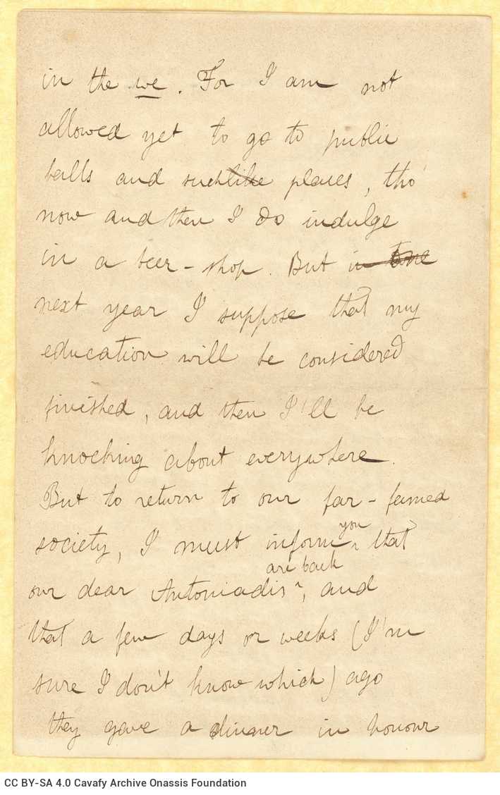 Handwritten letter by Stephen Schilizzi and M. Ralli [Mike Th. Ralli] to Cavafy on all sides of two bifolios. The content is 