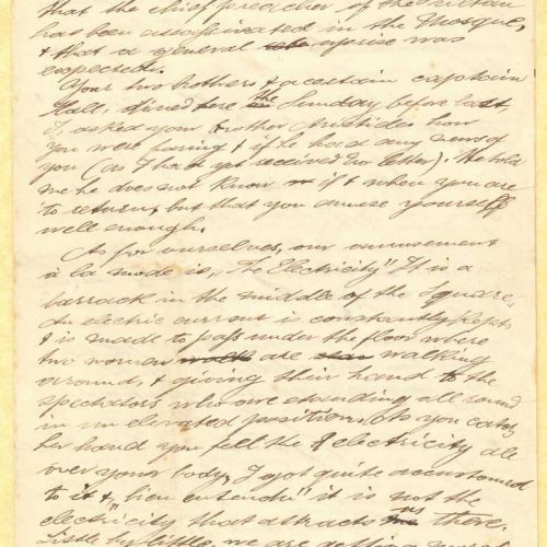 Handwritten letter by Stephen Schilizzi to Cavafy on all sides of two bifolios, apart from the last page. It is a reply to a 