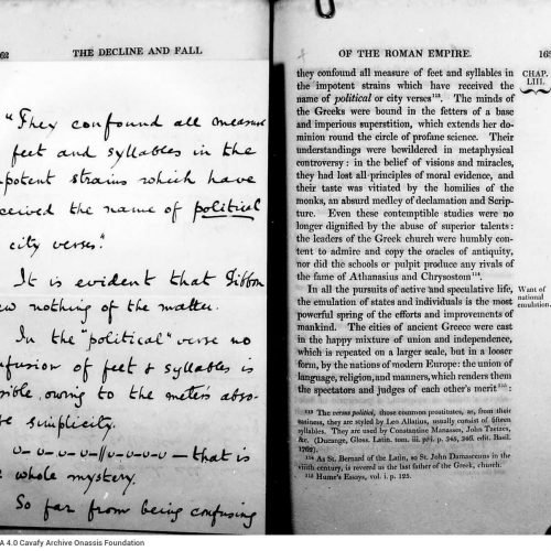 Χειρόγραφες σημειώσεις του Καβάφη σε κομμάτια χαρτιού διαφορετικ�