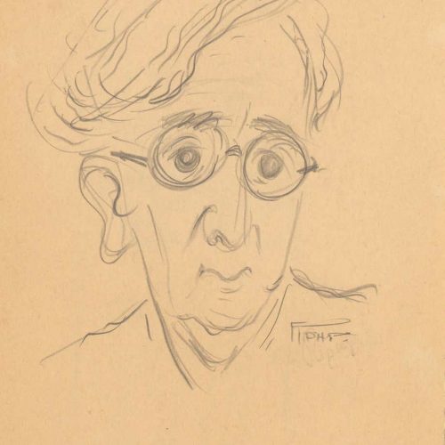Sketch in pencil made by Gerasimos Grigoris. It depicts Cavafy's face. Another sketch on the verso of the sheet, also in penc