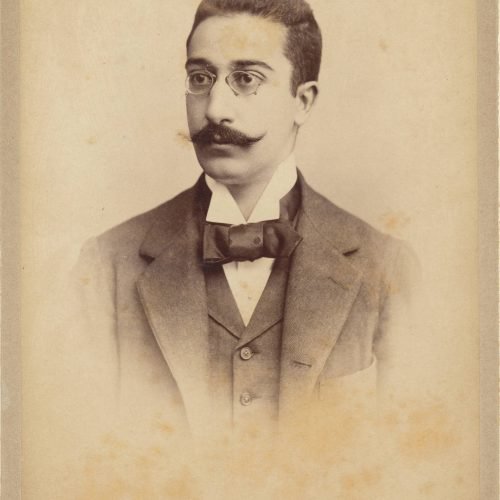 Undated photographic portrait of Cavafy by the photo shop of Fettel & Bernard in Alexandria, in seven copies. The poet has sh