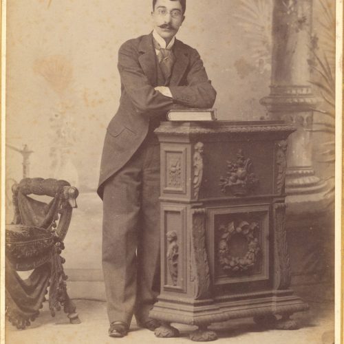 Undated photographic portrait of Cavafy by the photo shop of Fettel & Bernard in Alexandria, in three copies. The poet has a 