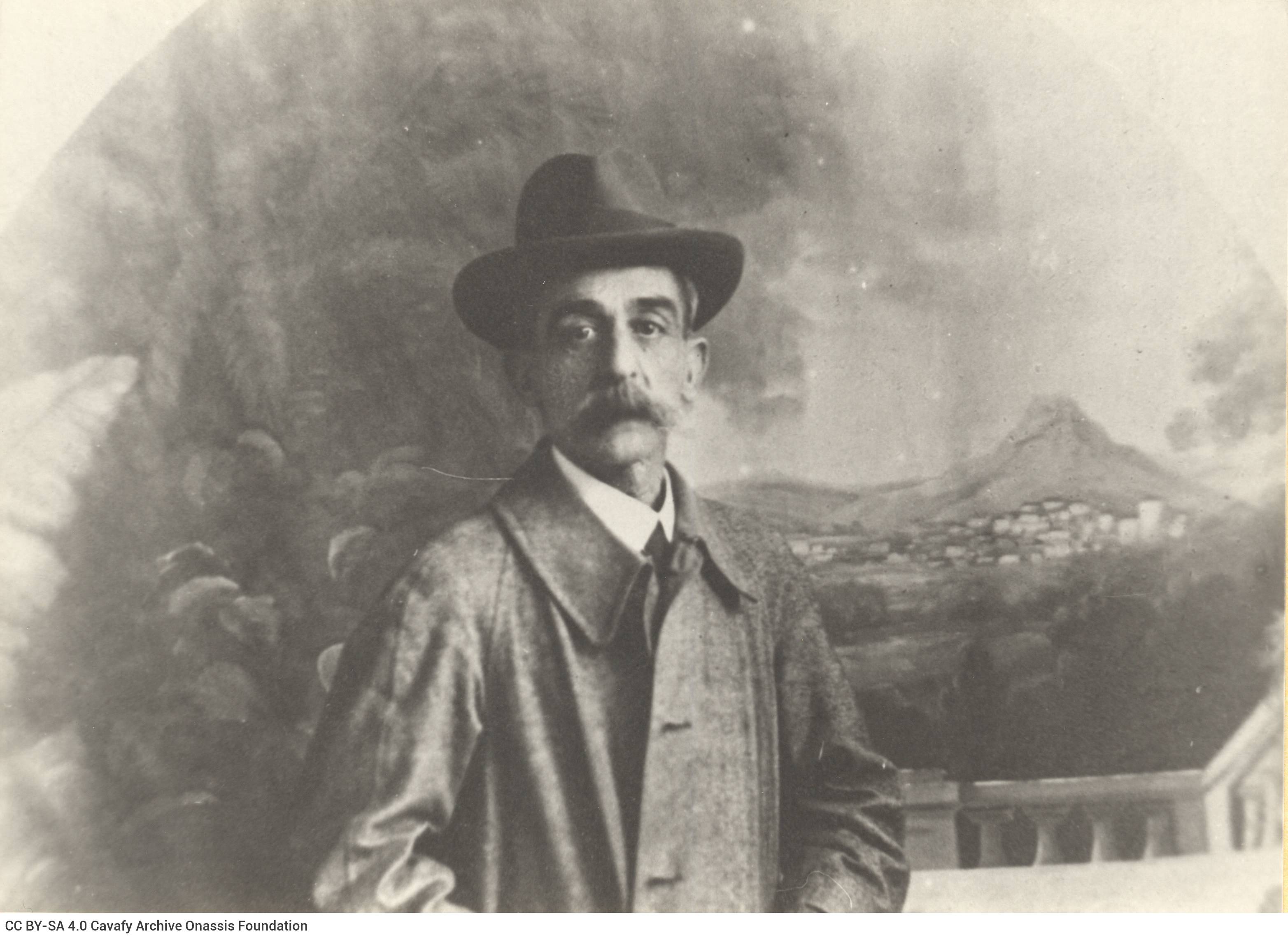 Modern reprint of a photograph of Paul Cavafy. Enlargement of the original with the depicted person's head.
